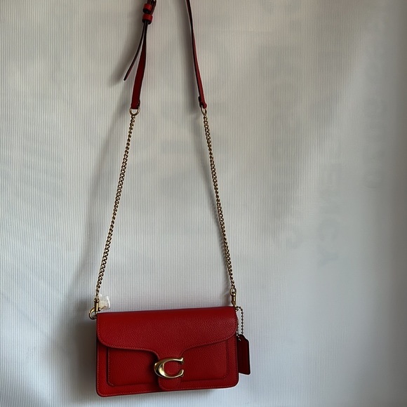 Coach Tabby Chain Clutch Red Crossbody Bag Leather New - Picture 9 of 16